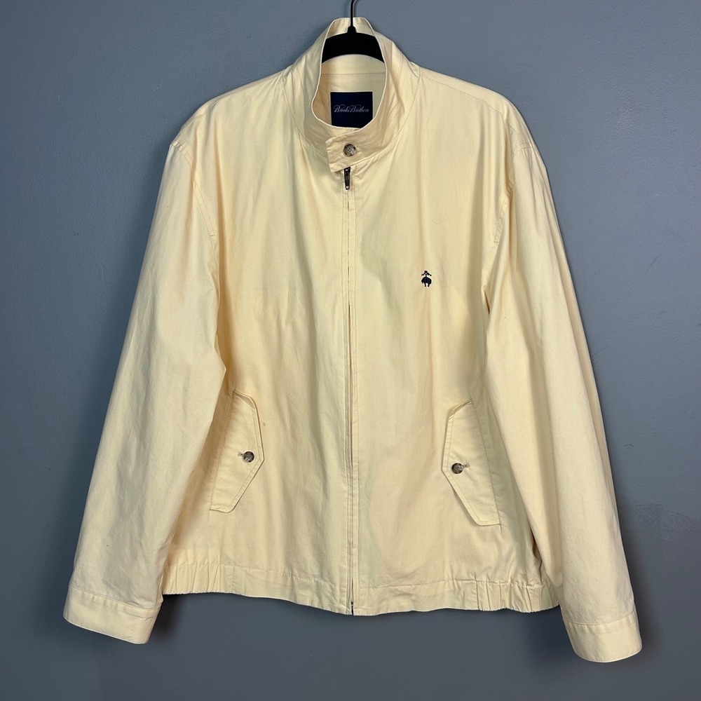 Brooks Brothers Harrington Jacket Mens Large Butter Yellow Cotton Bomber Preppy